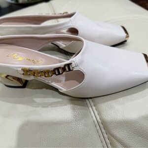 Cream Heels with Gold Detailing